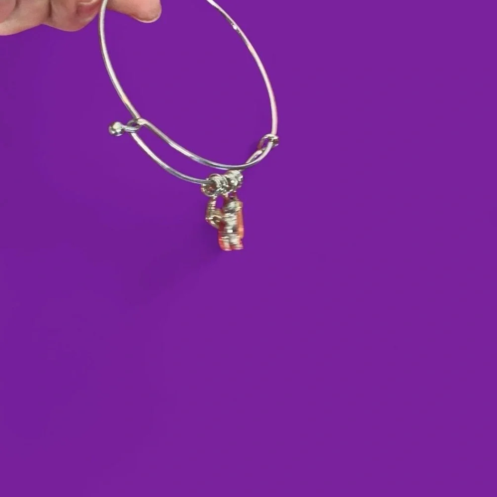 Silver tone crystal and unicorn rhinestone charm bracelet ready for other charms